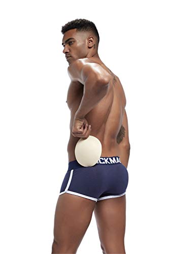 JOCKMAIL Ropa Interior para Hombre Sexy Boxeador con Almohadilla extraíble Ropa Interior de algodón para Hombre con Almohadilla Nalgas (XL, Azul Marino)