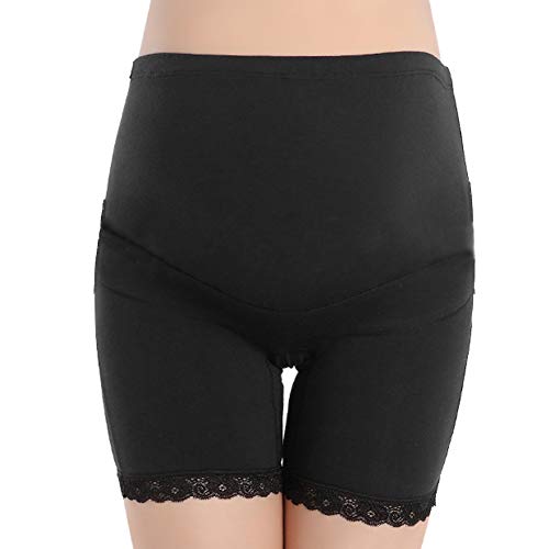 Bragas de Mujer Embarazada Pantalones de Seguridad de Cintura Alta Pantalones Cortos Ajustables elásticos de algodón Suave Ropa Interior de Maternidad para Embarazo (3 Colores)(XXXL-Negro)