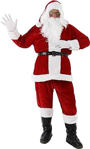 Disfraz de Papá Noel, 9 en 1, tallas S-XXXXL, disfraz de Papá Noel, para hombre y adulto (XXX-Large, rojo)