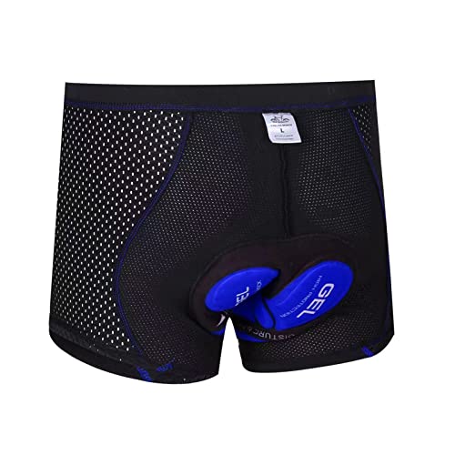 Feilaxleer Pantalones Cortos de Ciclismo para Hombre con Gel Almohadilla - MTB Bicicleta Pantalones Cortos Ropa Interior Transpirables (Azul,XL)