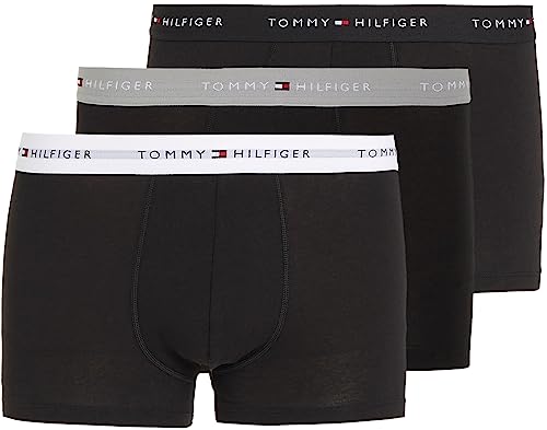 Tommy Hilfiger Hombre Pack de 3 Bóxers Trunks Ropa Interior, Multicolor (Grey Heather/Black/White), L