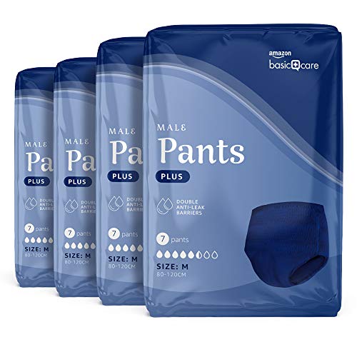 Amazon Basic Care Pants Hombre Plus M – 28 Unidad, 4 Paquetes de 7, Azul