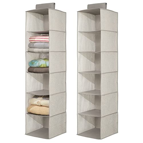 mDesign – Organizador de armarios con 6 estantes – Organizador de tela para colgar – Perfecto para el pasillo – Colgador de armario para ropa y otros accesorios – Color: gris