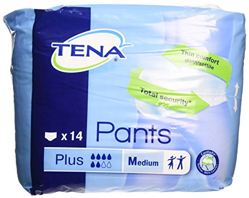 TENA Pants Plus x14 - Ropa Interior Absorbente para Incontinencia y Pérdidas de Orina Abundante - Diseño Unisex Cómodo y Transpirable - 14 Braguitas Desechables - Blanco - Talla M